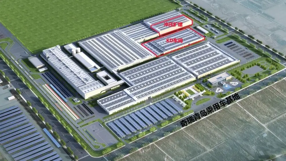 Chery KD onderdele produksie werkswinkel konstruksie projek op die balk, EIHE besef Chery Automobile Qingdao basis konstruksie projek het die bod 