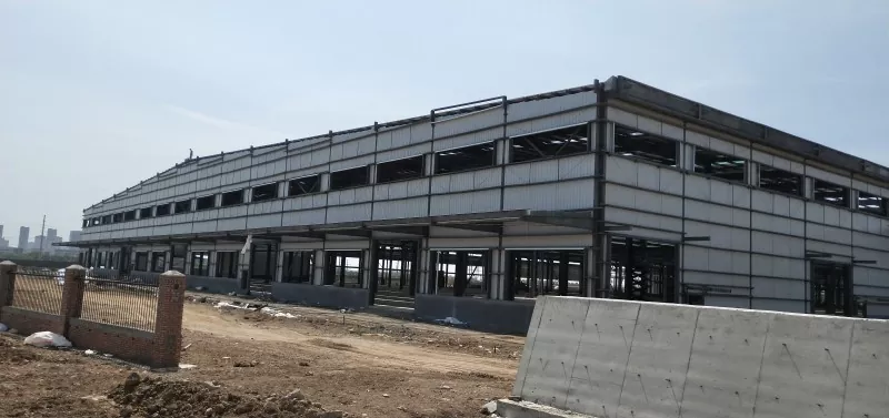 Prefab Modulêre staalraam logistieke pakhuiskonstruksie