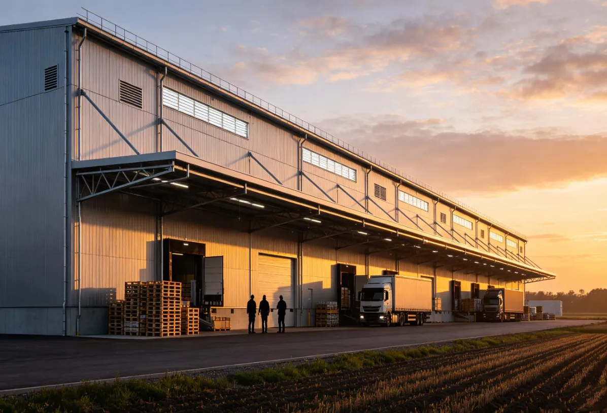 Staalstruktuur landbouproduk logistieke sentrum konstruksie